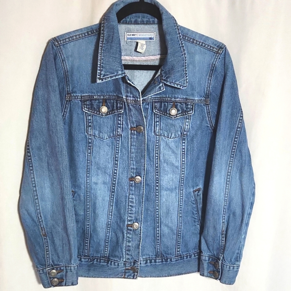 Old Navy Maternity Jean Jacket Button Up Blue Size Large